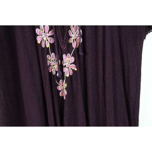 Vintage Tunic Dress Purple Fairy Beaded Festival Whimsigoth Boho Sequin Y2K - Picture 6 of 10